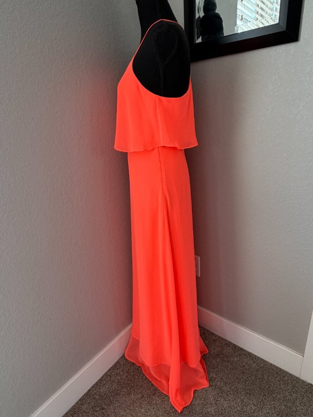 GIANNI BINI Neon Orange Strappy Long Maxi Dress Small - Picture 4 of 10
